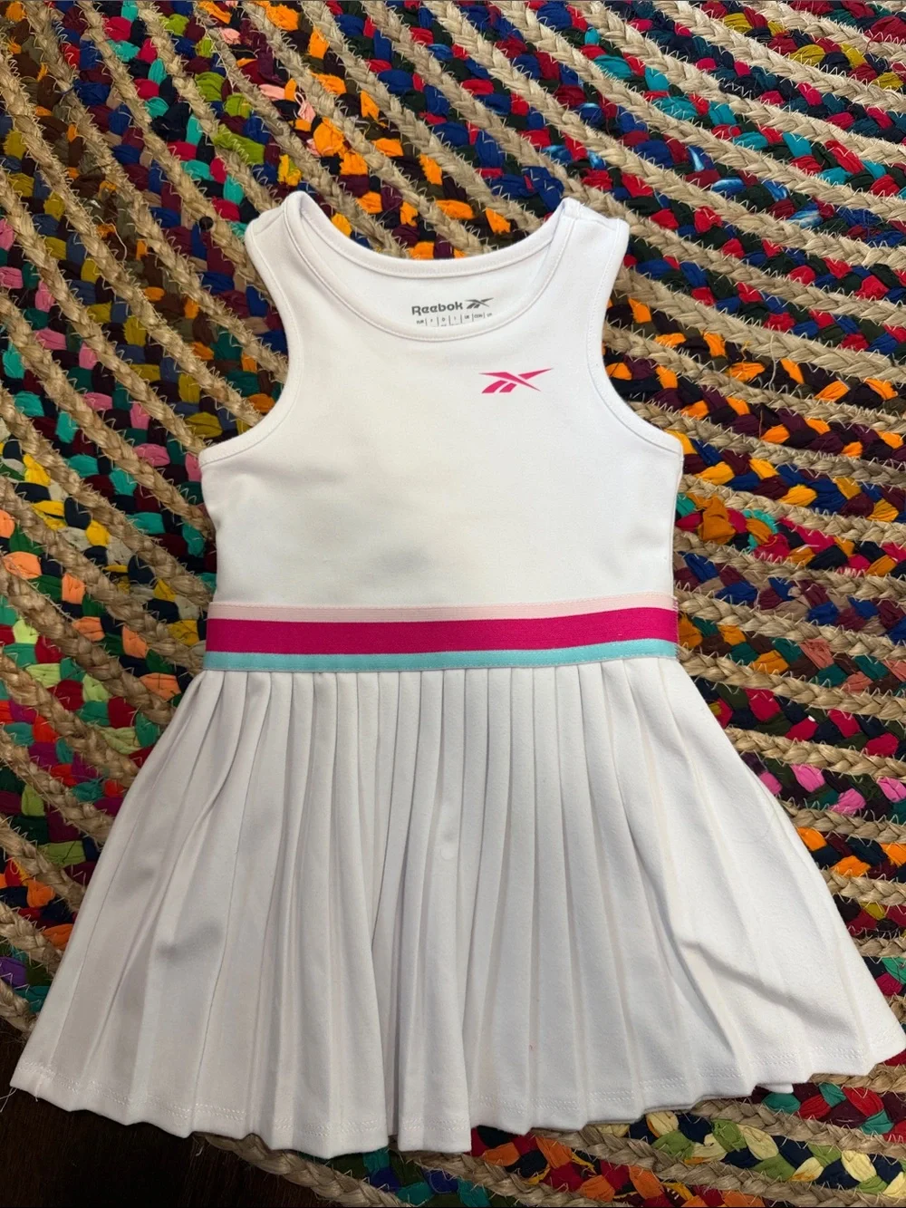 Reebok White Tennis Dress with Pink and Teal Trim -18M